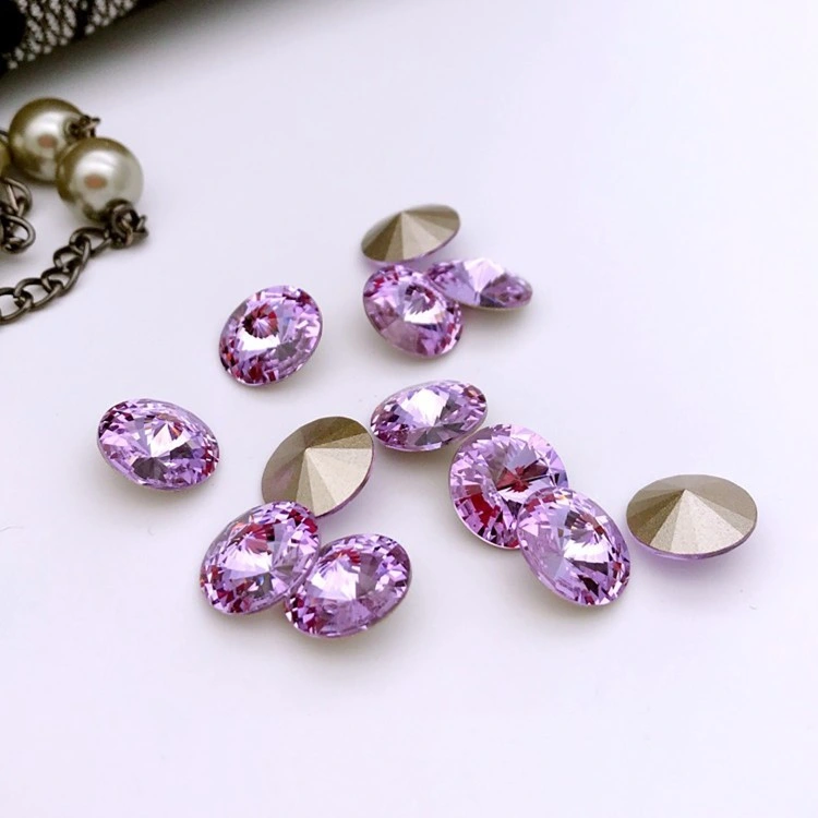 Round Rivoli Fancy Stone Crystal Rhinestone Back Pointed Crystal Clothing Decoration Jewelry Rhinestone