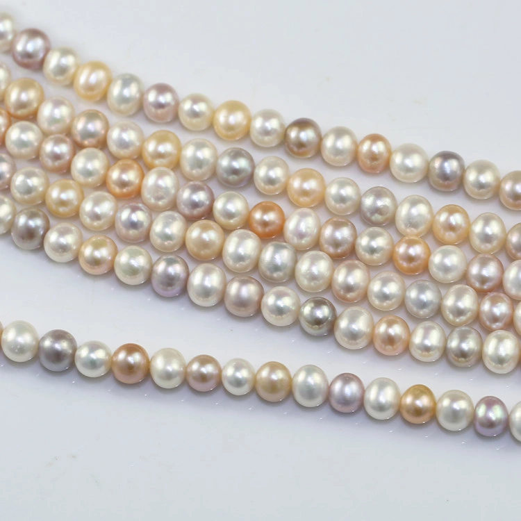 8mm off Round Multicolor AA Grade Cultured Freshwater River Pearl Strand