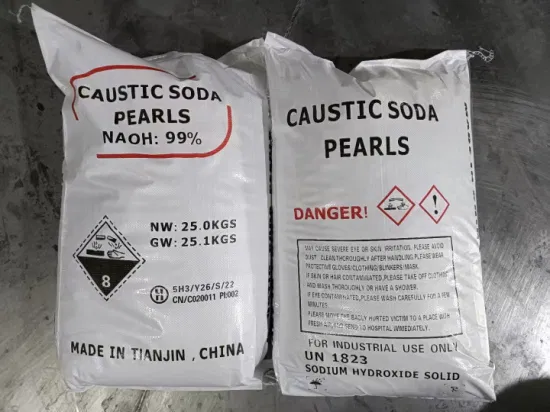 Natronlauge-Flockenfabrik in Industriequalität in China Naoh Causitc Soda Pearls